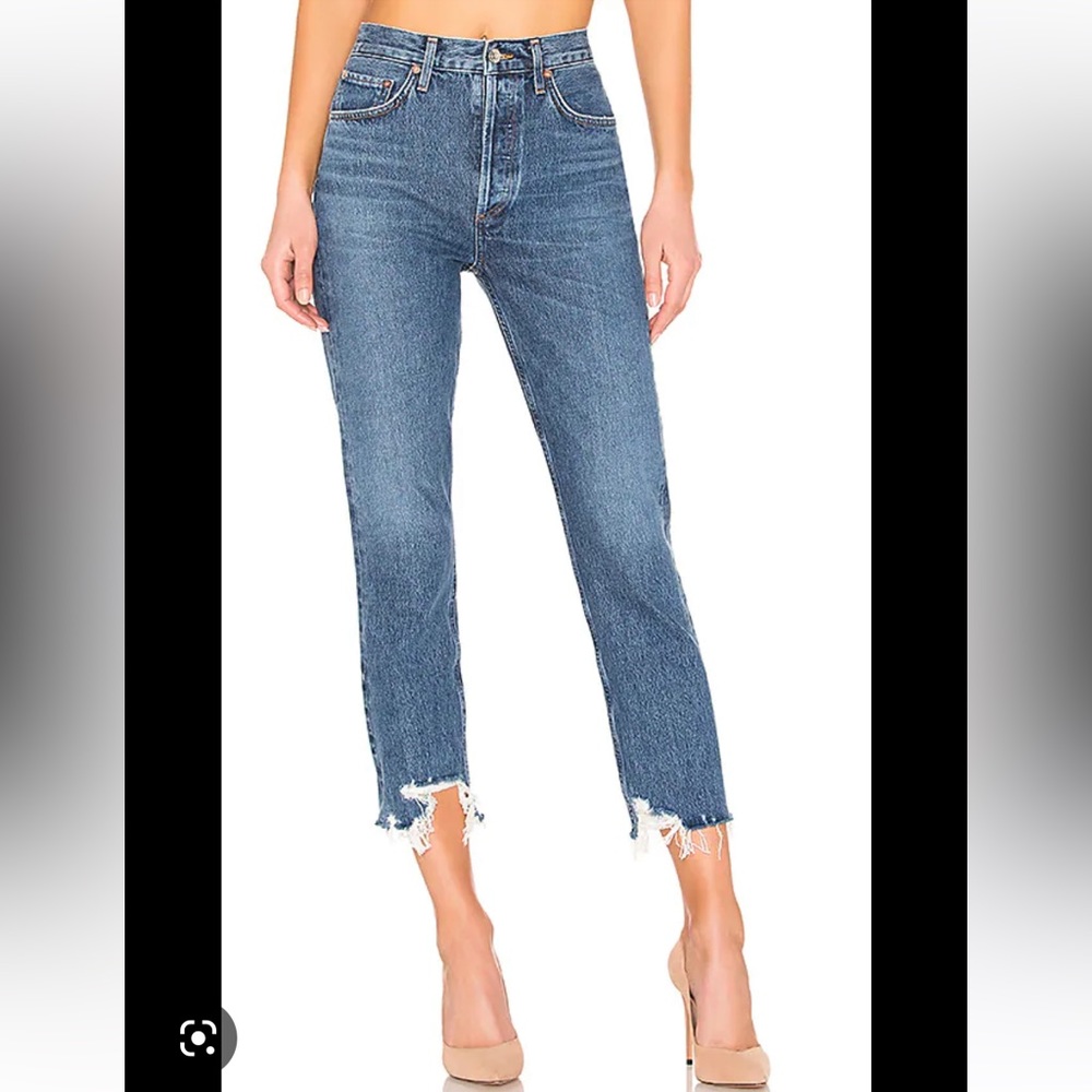 Agolde Riley Crop High Rise Straight Jeans